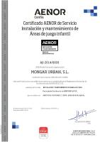 Certificado AENOR Mantenimiento e Instalación de Juegos Infantiles